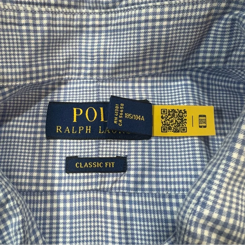 Polo Ralph Lauren Classic Fit Blue Plaid Shirt XL Pony Logo 100% Cotton